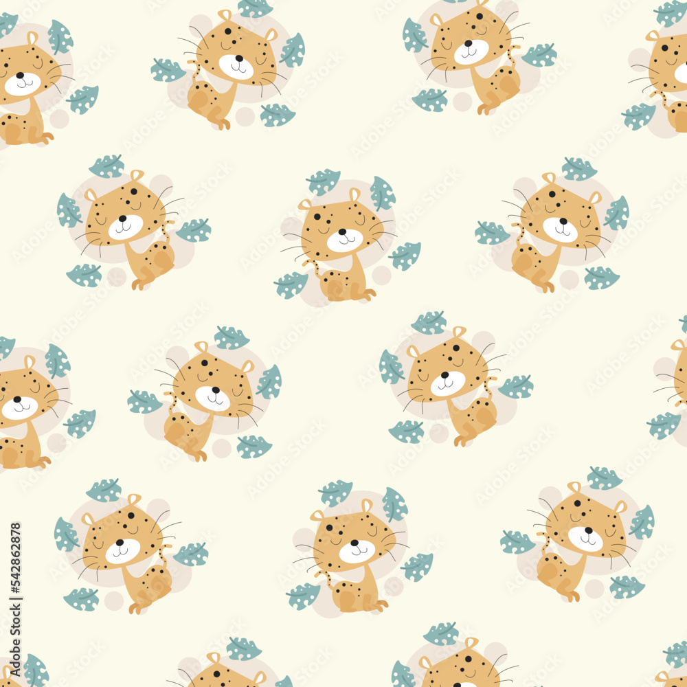 Obraz premium Seamless pattern with cute cartoon animals perfect for kids clothes design and decoration