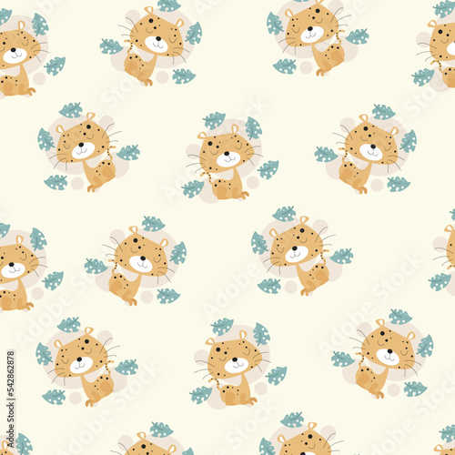 Seamless pattern with cute cartoon animals perfect for kids clothes design and decoration