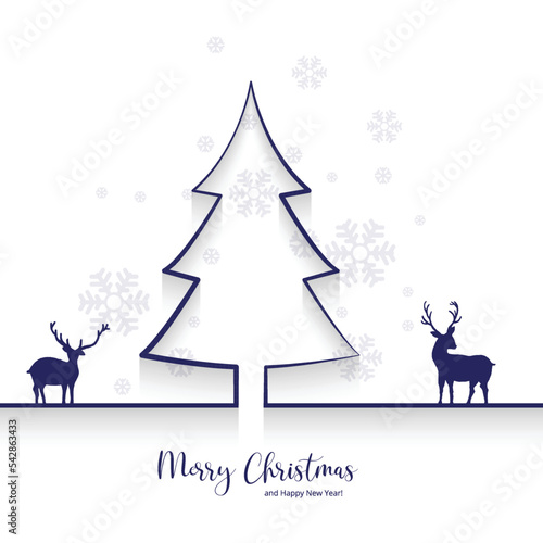 Merry christmas tree and snowflakes card background © Harryarts