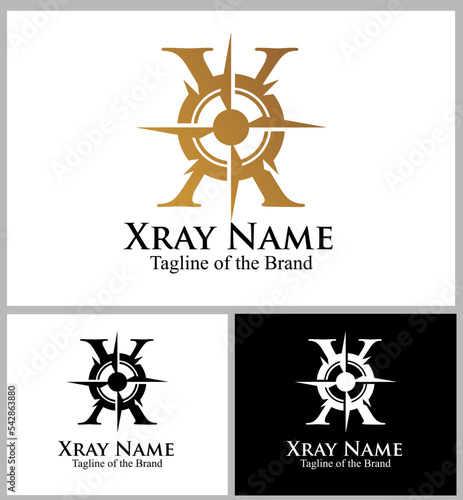 compas arrow inside X text custom logo vector illustration