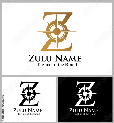 compas arrow inside Z text custom logo vector illustration