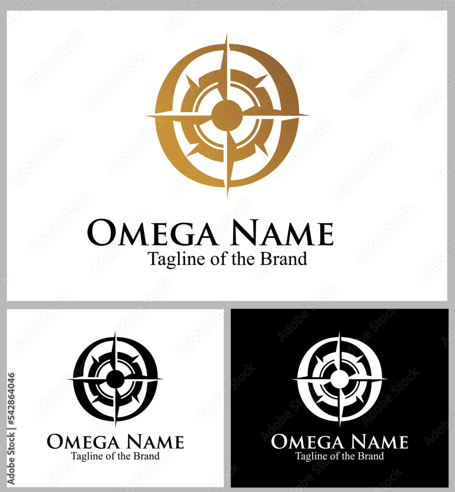 compas arrow inside O text custom logo vector illustration