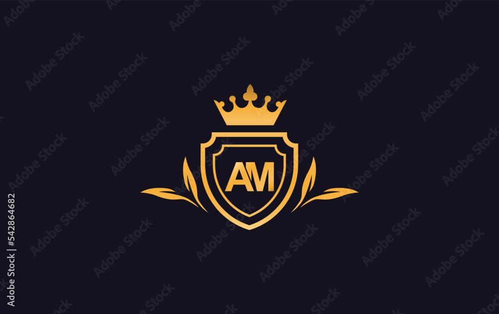 Shield with crown icon and Royal luxury crown monogram symbol. King with laurel wreath queen and crown logo design vector symbol Shield with crown icon and Royal luxury crown monogram symbol. King with laurel wreath queen and crown logo design vector symbol
