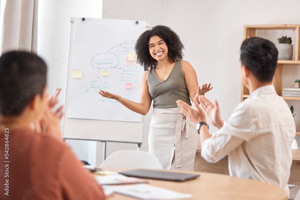 Diversity, success presentation or applause for marketing vision, target or goal achievement in office. Happy, workshop or team clapping for collaboration, team building or corporate SEO KPI mission Diversity, success presentation or applause for marketing vision, target or goal achievement in office. Happy, workshop or team clapping for collaboration, team building or corporate SEO KPI mission