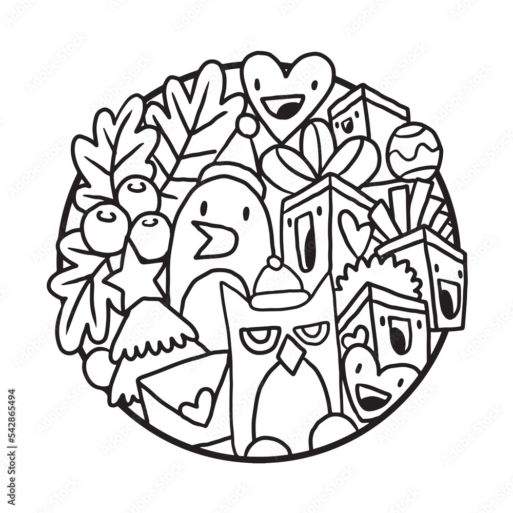 Cute and Cool Christmas Doodle Coloring Page Cute and Cool Christmas Doodle Coloring Page