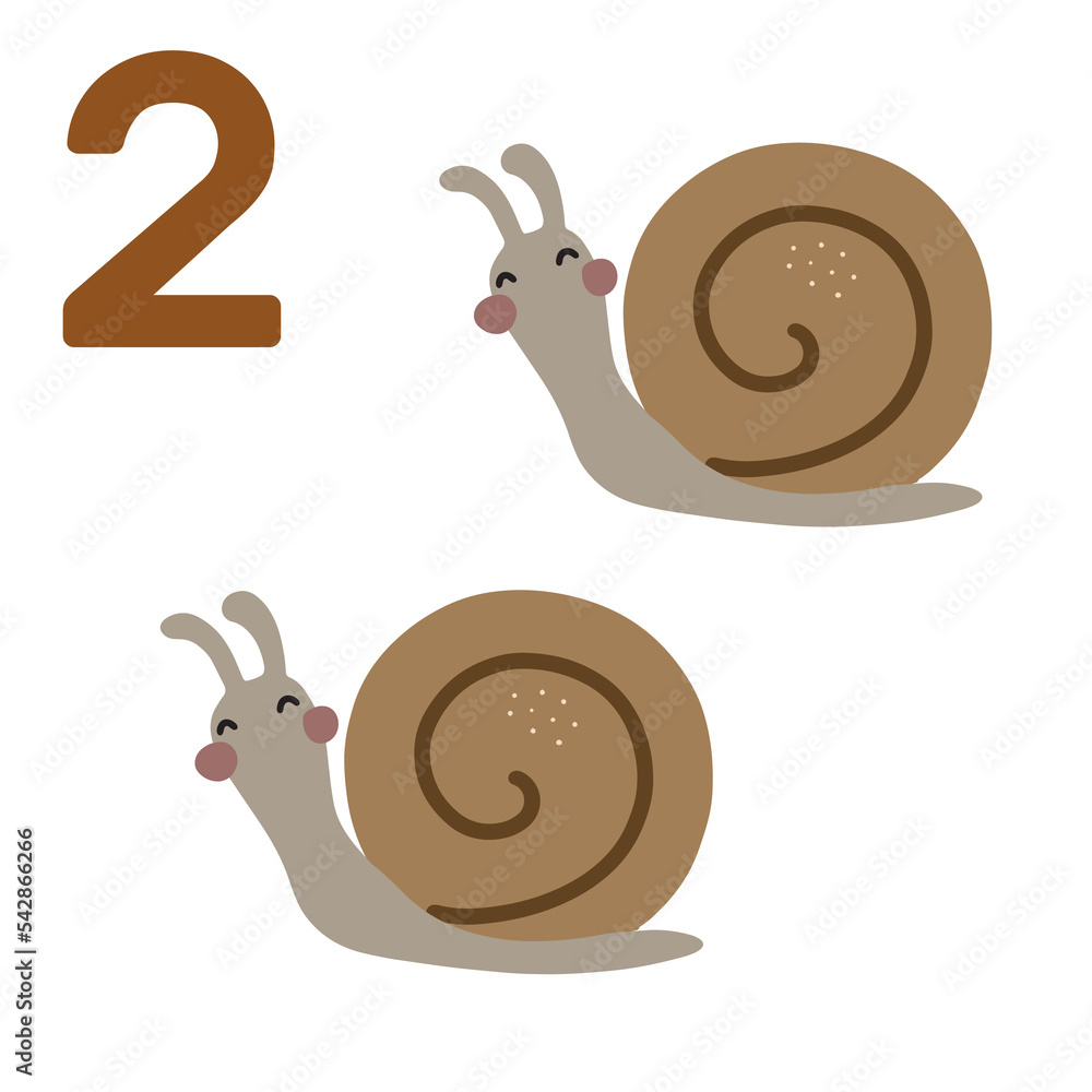 A card with a number for preschool education on an autumn theme that can be printed. English math for kids 1 to 10. Boho style cards.