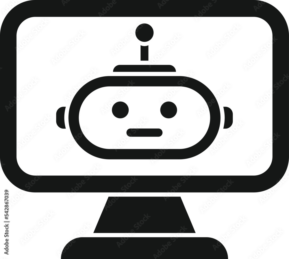 Fototapeta premium Online bot icon flat vector. Office service. Customer support