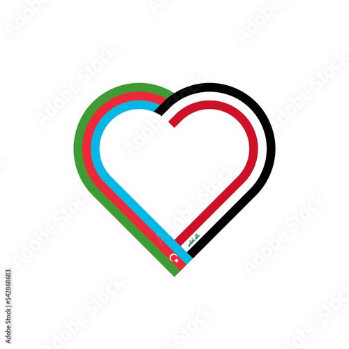 friendship concept. heart ribbon icon of azerbaijan and iraq flags. vector illustration isolated on white background