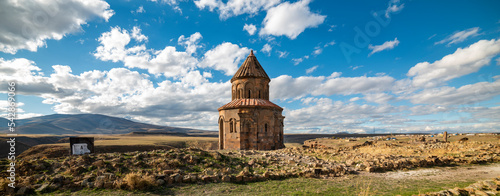 Ani Ruins in Kars, Turkey. The Church of St. Gregory of the Abughamrents. Historical old city. Were included in the UNESCO World Cultural Heritage List in 1996.. photo