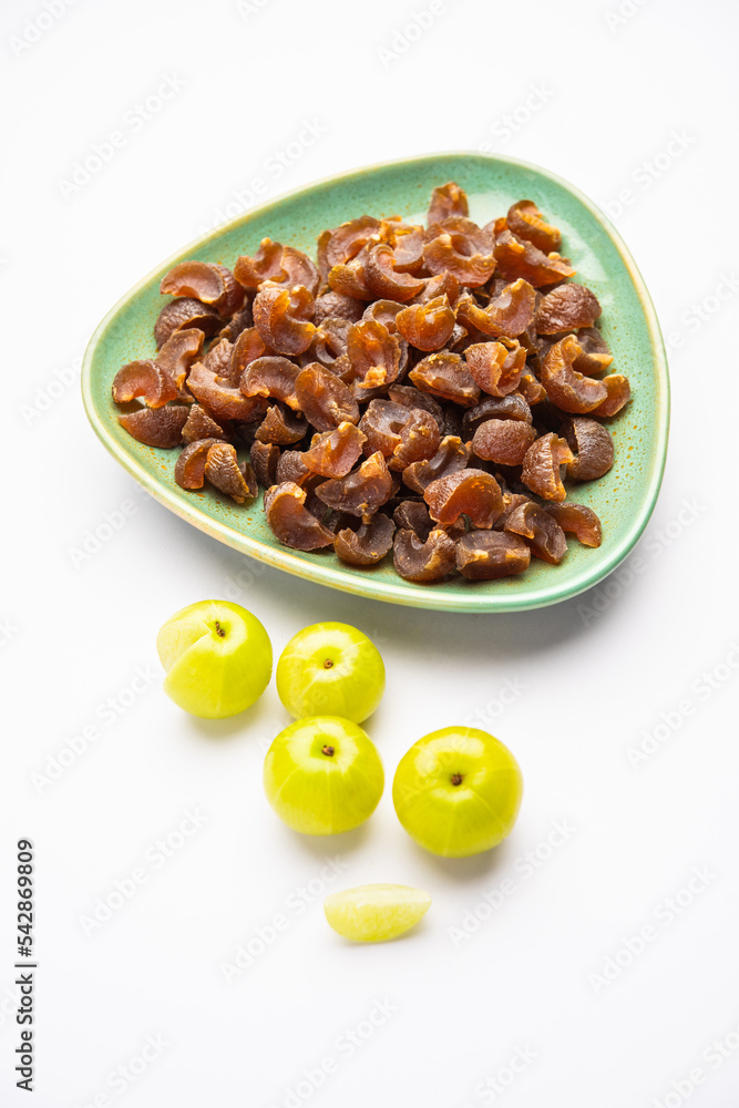 Obraz premium digestive dried amla candy with fresh Indian gooseberry