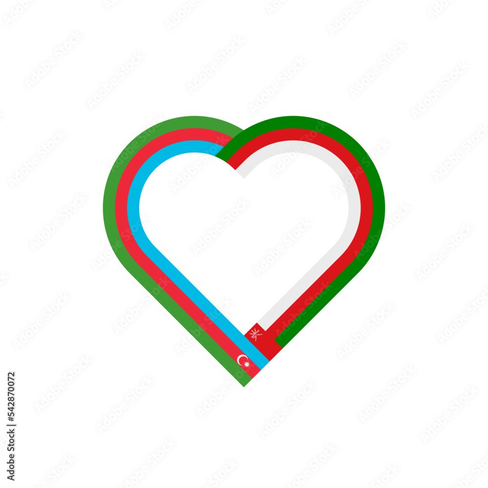 friendship concept. heart ribbon icon of azerbaijan and oman flags. vector illustration isolated on white background