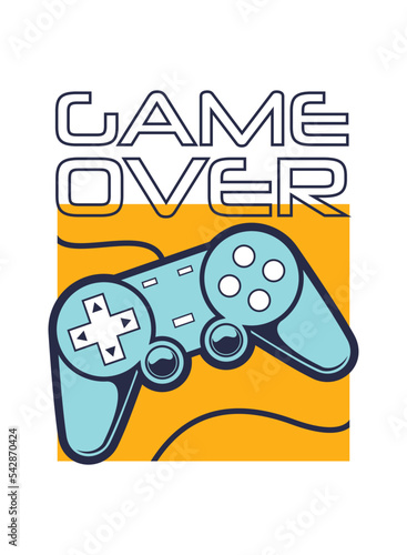 Vector joystick illustration with slogan text for clothing prints and more