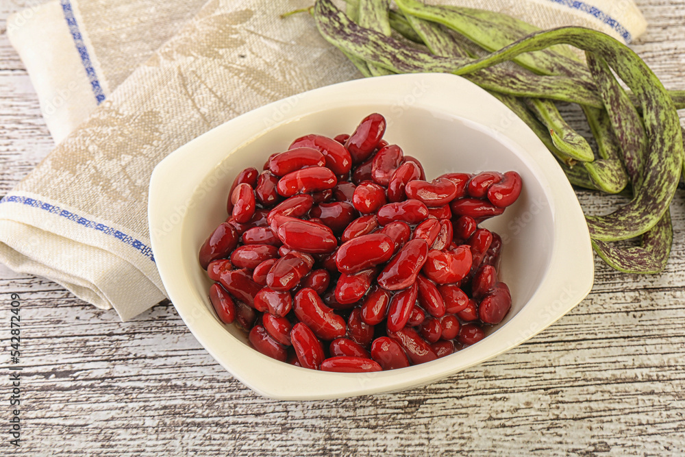 Baked red canned bean in the bowl Baked red canned bean in the bowl
