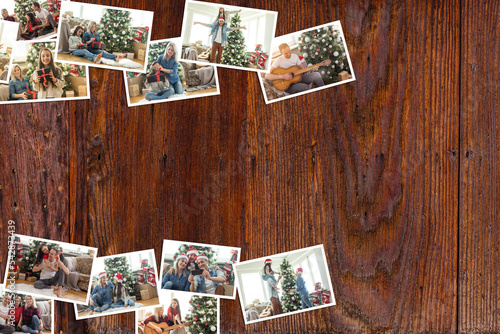 collage of New Year's photos. christmas decoration, new year background.