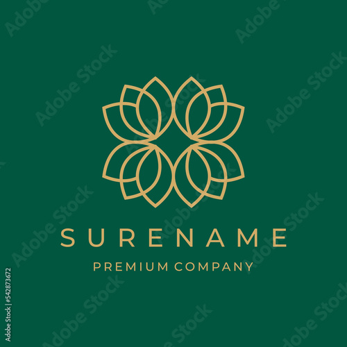 Golden leaves with Nature and Floral logo design illustration custom logo design vector illustration