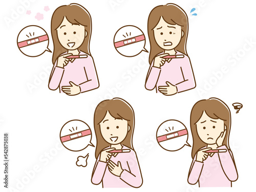 妊娠検査薬で検査する女性のイラスト