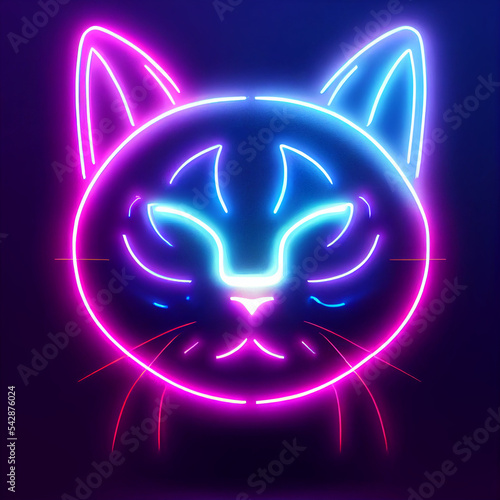 Cyberpunk cat. Cyberpunk neon Cat signal. Twich Cat Emoji. Cat in neon light signal. Light banner Cat