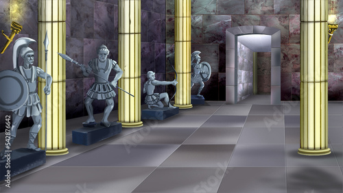 Interior of an ancient palace illustration