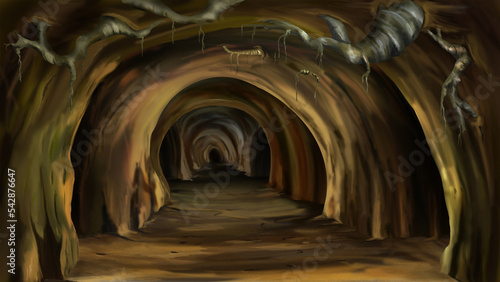 Mystical fairy tale cave illustration
