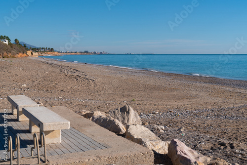 Benicarlo Spain beach platja de la Mar Xica near alegria del mar camping between Peniscola and Vinaros photo