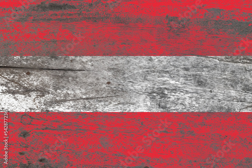 Austria flag painted on a damaged old wooden background