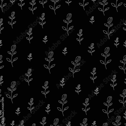 seamless pattern, flowers on a black background
