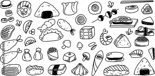 Hand drawing of doodle food...