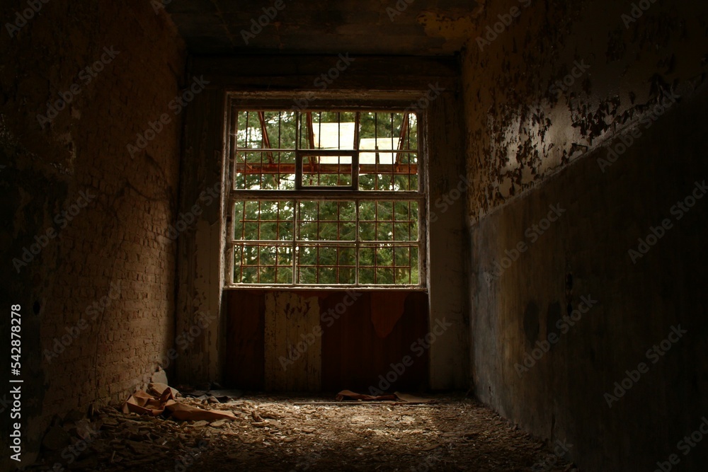 Lost place, old House, abandoned, window in light and shadow