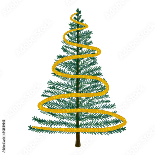 Christmas Tree with light Watercolor Clipart 