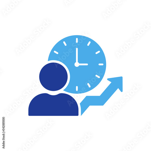 Time Management Silhouette Icon. Efficiency Productivity Clock Control Color Pictogram. Optimization Process Business Work Project Time Schedule Icon. Isolated Vector Illustration