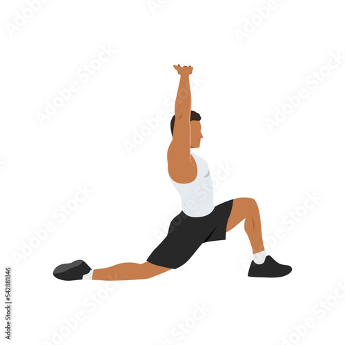 Man doing Samson stretch exercise. Flat vector illustration isolated on white background
