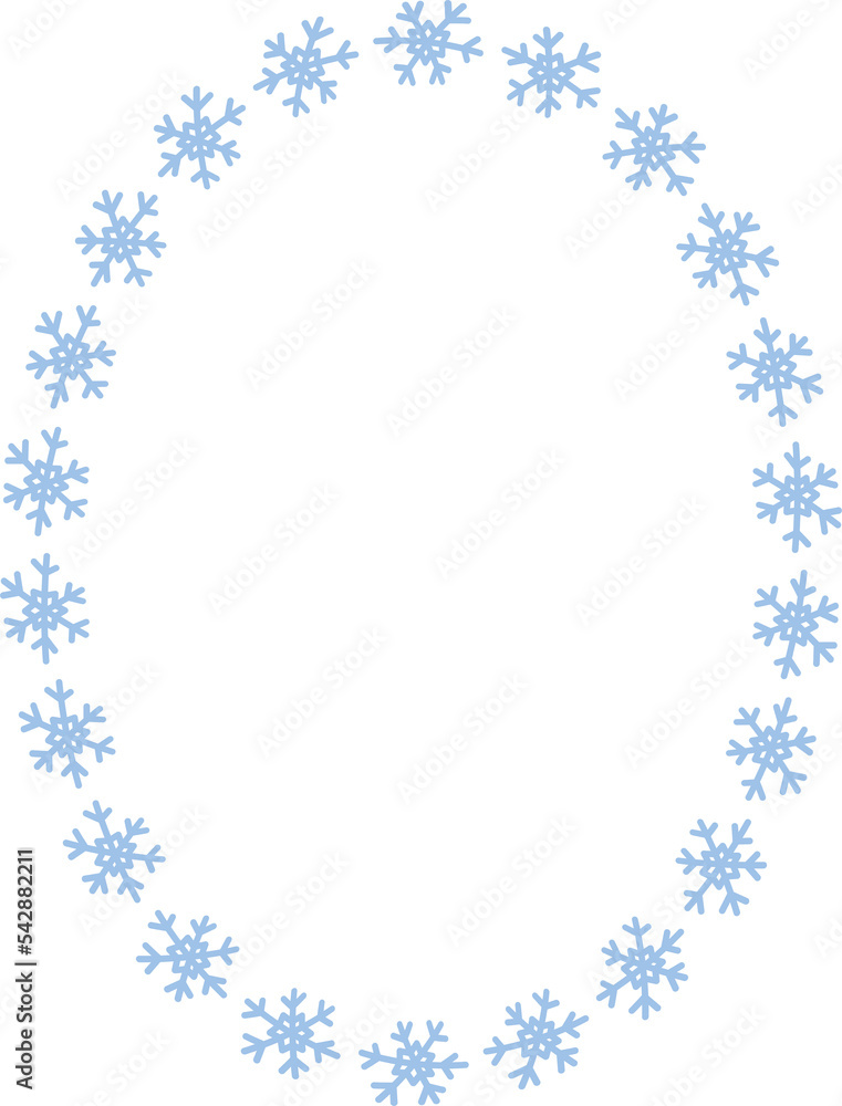 Blue snowflakes oval frame on transparent background. Png. Blue snowflakes oval frame on transparent background. Png.