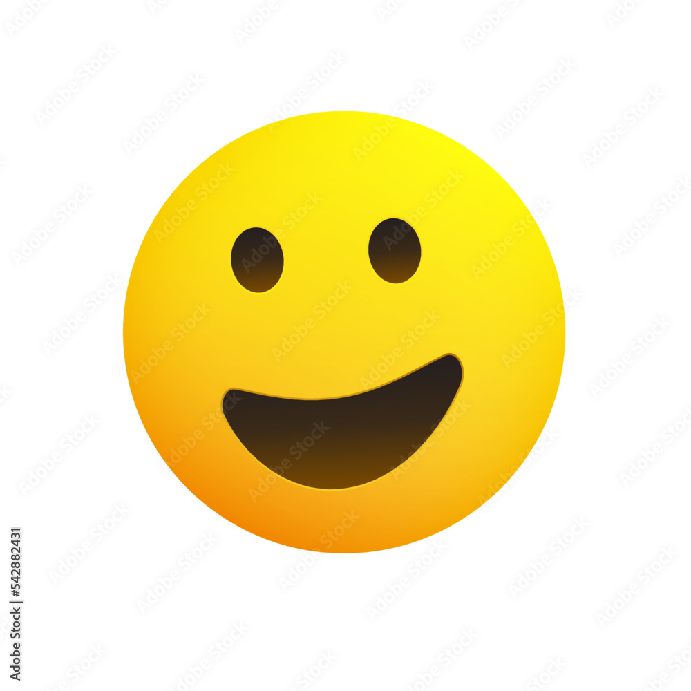Smiling Emoji - Simple Happy Emoticon with Open Eyes Isolated on White Background - Vector Design Smiling Emoji - Simple Happy Emoticon with Open Eyes Isolated on White Background - Vector Design