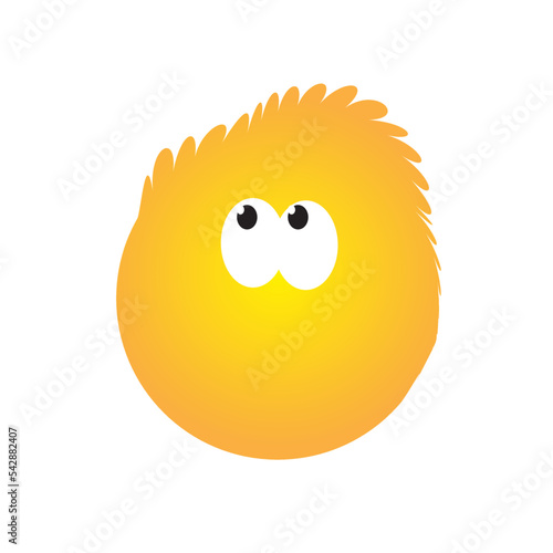 Emoji with Funny Blowsy Hair - Simple Emoticon on White Background
