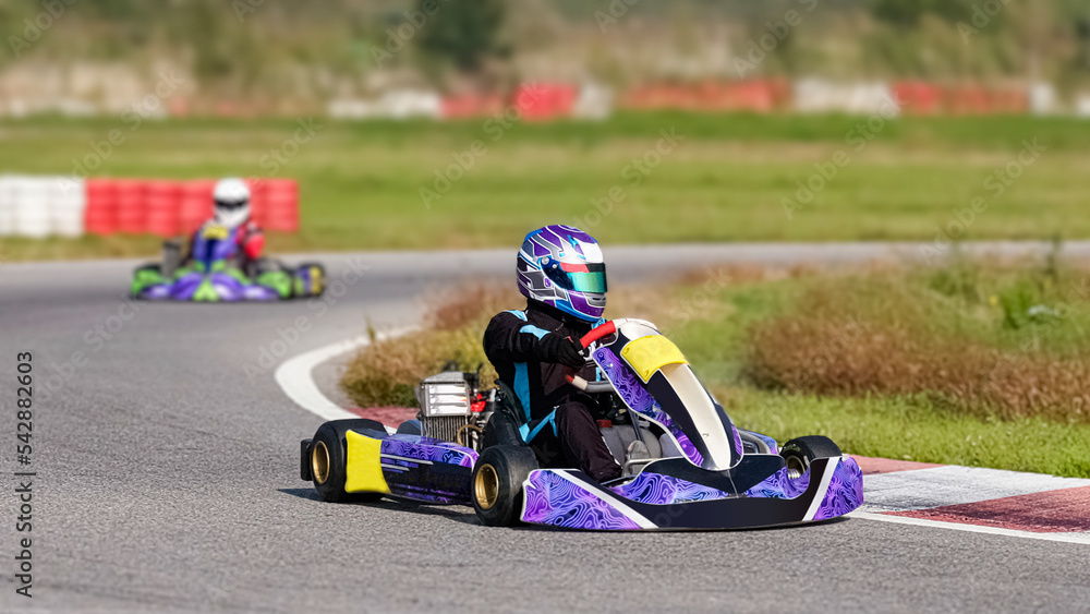 karting championship race, front view