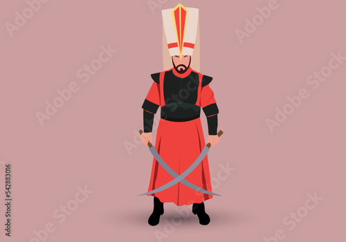 Ottoman Janissary soldier ilustration vector.