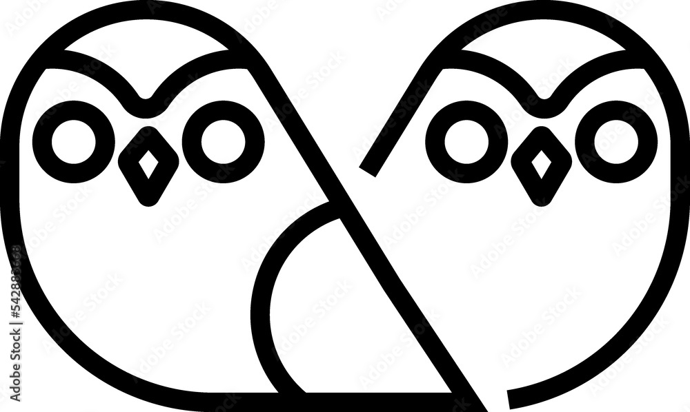 Obraz premium Owl bird cartoon line illustration