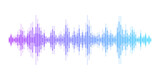 Abstract sound wave stripe lines colourful gradient blue purple equalizer isolated on transparent background in concept music, sound, technology.