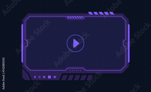 Landscape frame for video media player interface. Online stream futuristic technology style.