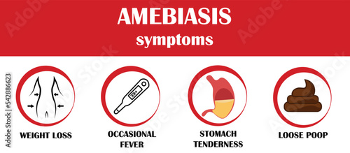 Amebias, symptoms of disease, icon vector