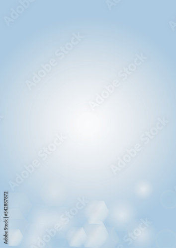 Vector Magical Glowing Background with Silver and Purple Falling Hexagon on Blue. Falling Snow. Glittery Confetti Frame. Christmas and New Year Design. Winter Sky with Bokeh Snowfall.