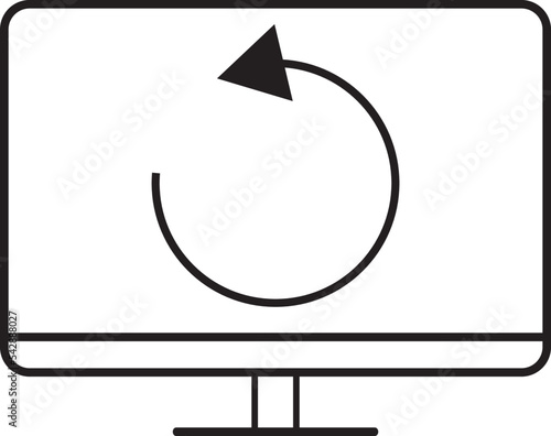 Einfache Vektor Grafik eines Desktop Computers während des Backups