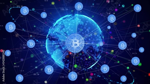 Wallpaper Mural Blockchain and digital currency fintech background Torontodigital.ca