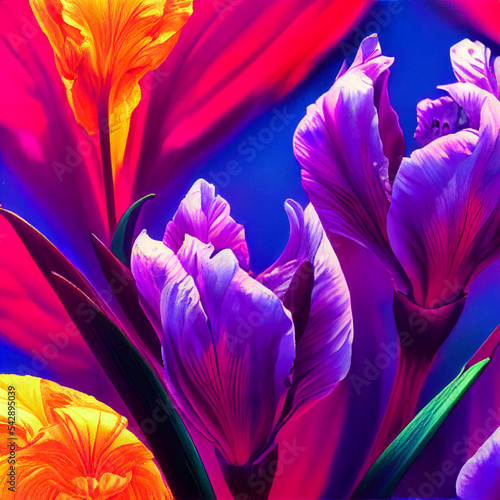 iris flowers  colorful  artistic  hyper detailed 