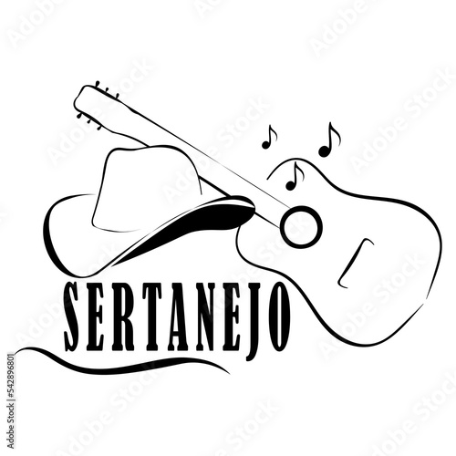 Sertanejo Vector Illustration Hand-drawn design on white Background. Vector illustration photo