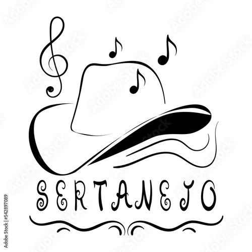Sertanejo Vector Illustration Hand-drawn design on white Background. Vector illustration