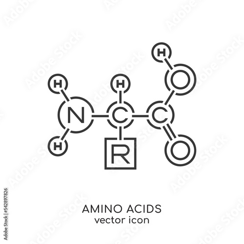 Amino acids icon. Black sign. Editable vector illustration.