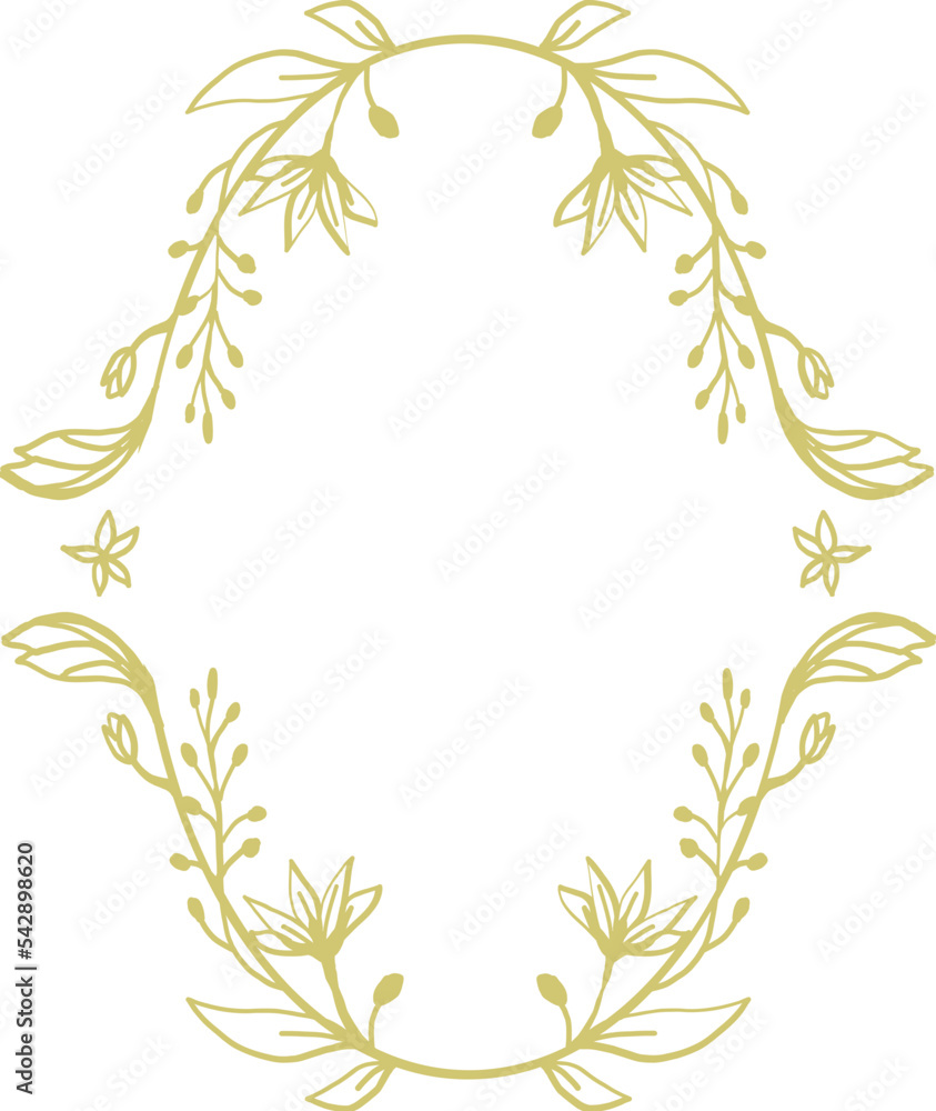 Flower Wreath Frame Line Art