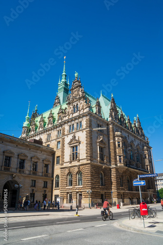 View of Hamburg City Hall (German: Hamburger Rathaus), seat of local government of Hamburg, Germany