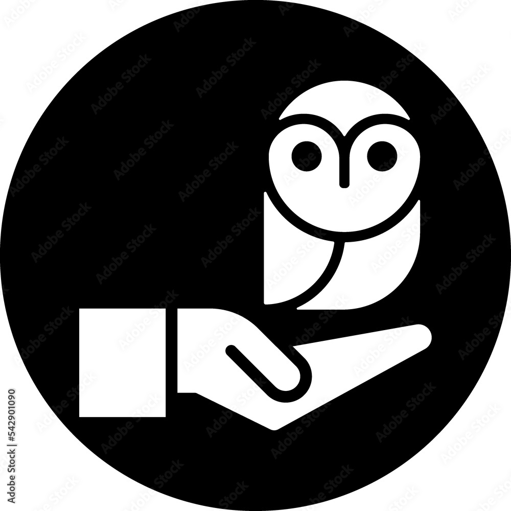 Obraz premium Owl circle black icon